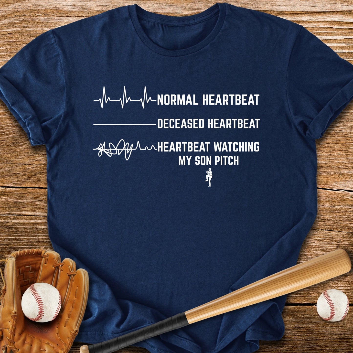 Son's Pitch Flatlines Me - HomeRun PrintsT-Shirt