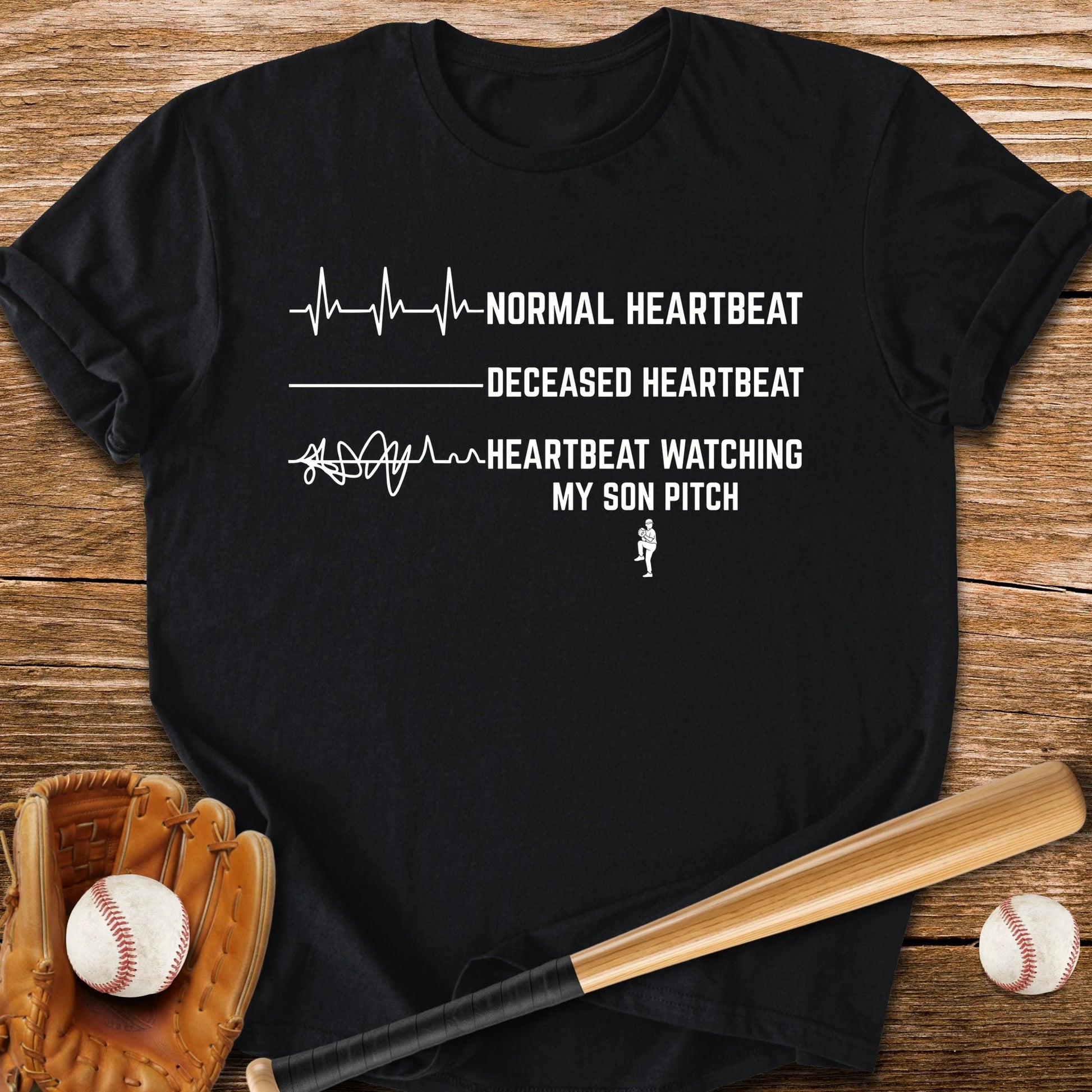 Son's Pitch Flatlines Me - HomeRun PrintsT-Shirt
