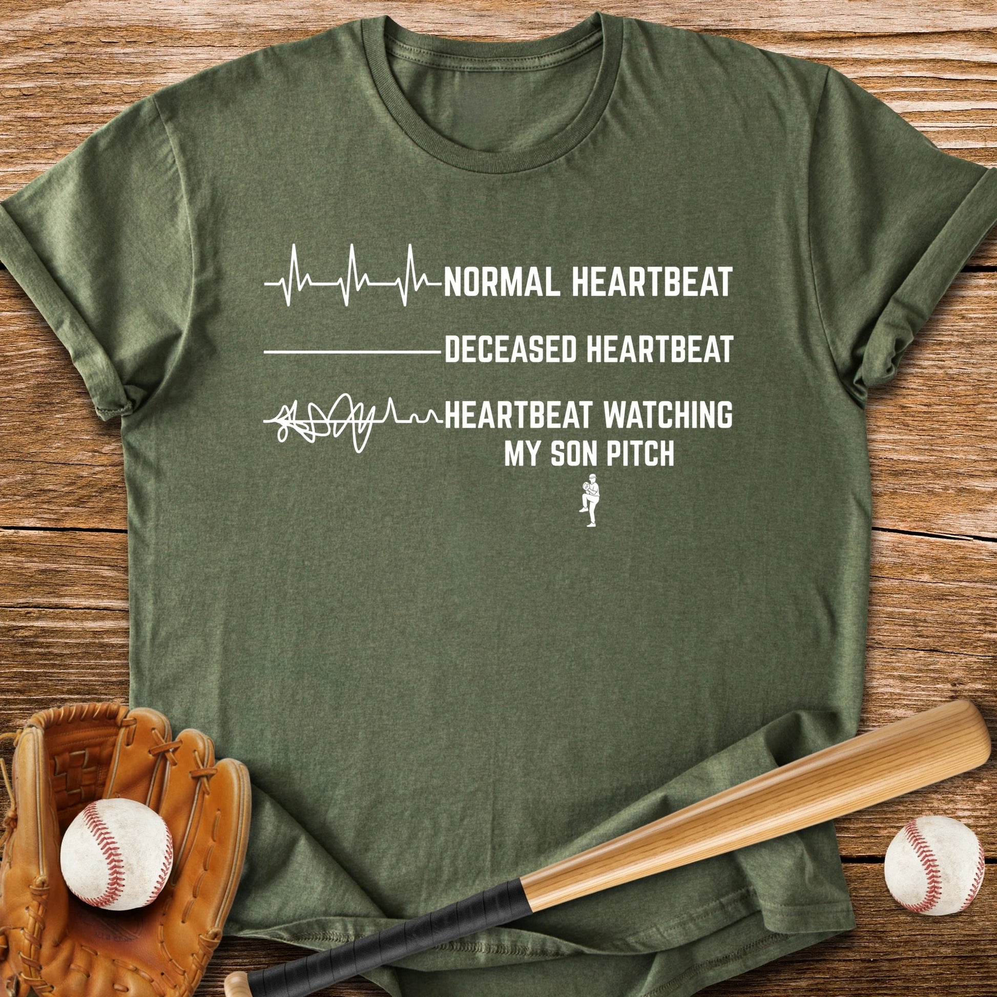 Son's Pitch Flatlines Me - HomeRun PrintsT-Shirt