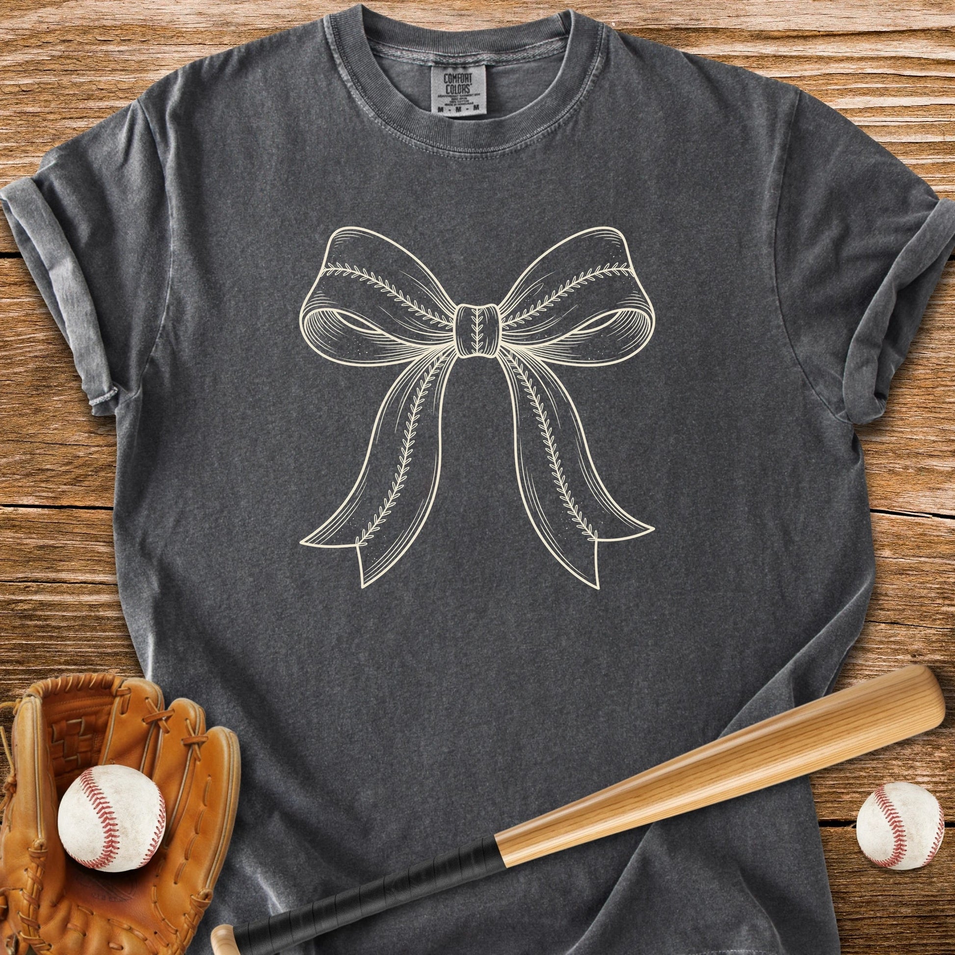 Stitched Baseball Softball Bow - HomeRun PrintsComfort Colors