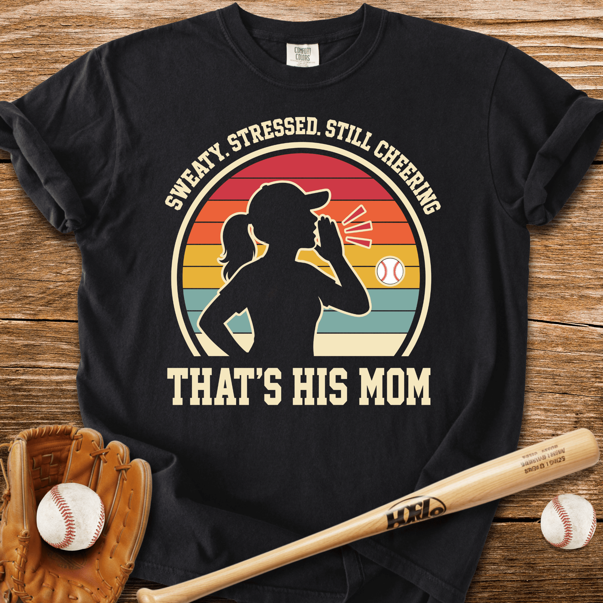 Sweaty Stressed Baseball Mom T-Shirt - HomeRun PrintsComfort Colors