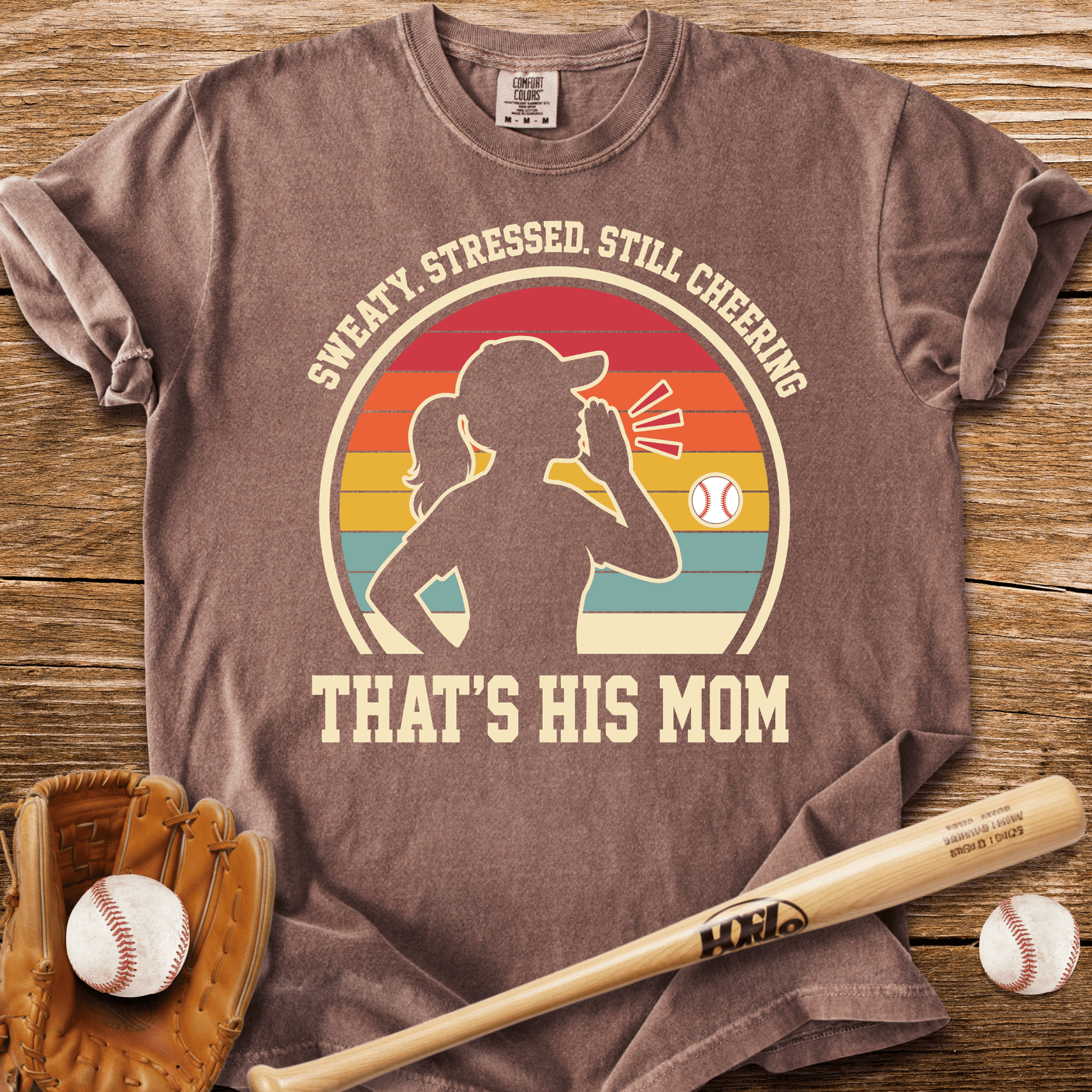 Sweaty Stressed Baseball Mom T-Shirt - HomeRun PrintsComfort Colors