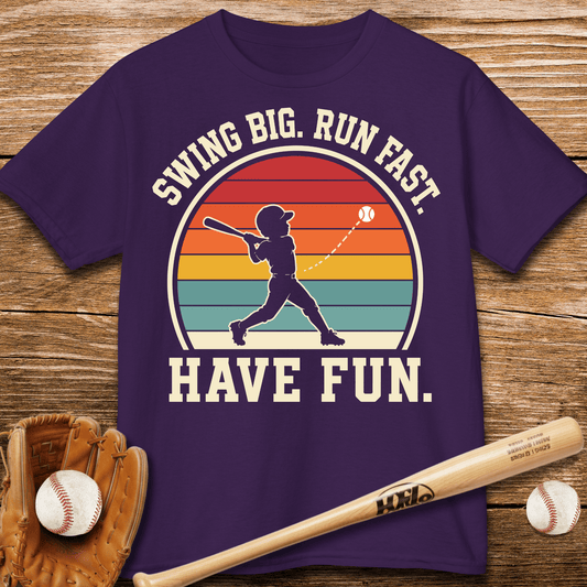 Swing Big Run Fast Have Fun Kids T-shirt - HomeRun PrintsKids clothes