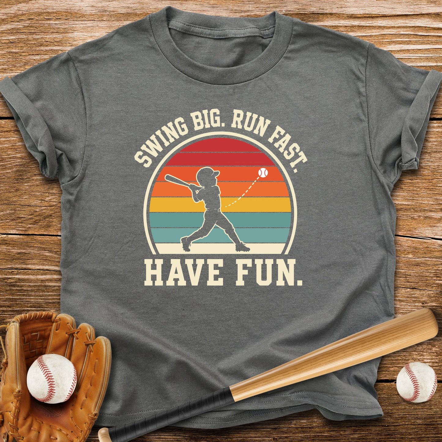 Swing Big Run Fast Have Fun Youth Tee - HomeRun PrintsKids clothes
