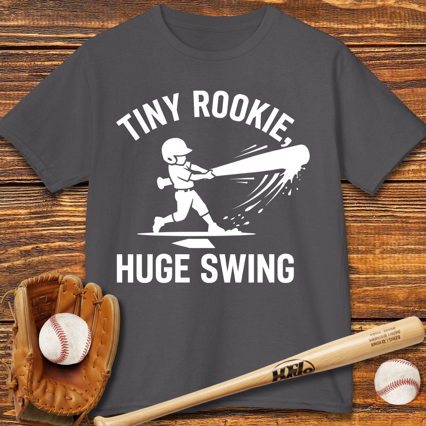 Tiny Rookie Huge Swing Kids T-shirt - HomeRun PrintsKids clothes
