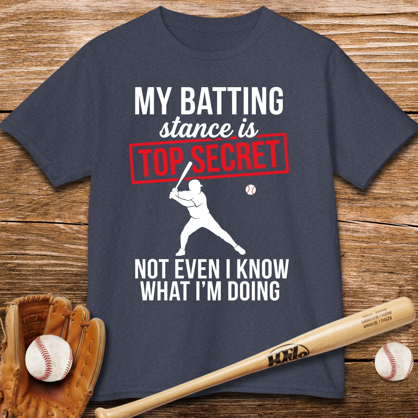 Top Secret Batting Stance Kids T-shirt - HomeRun PrintsKids clothes