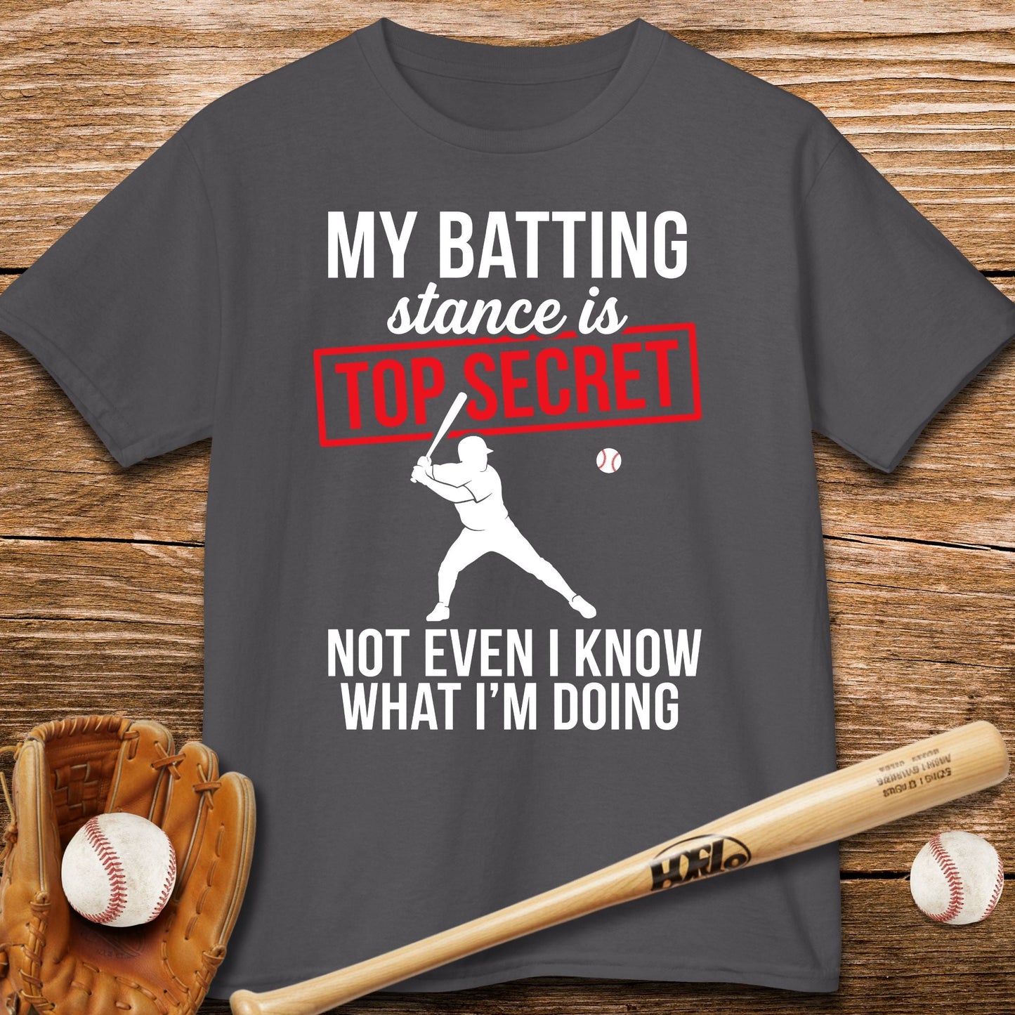 Top Secret Batting Stance Kids T-shirt - HomeRun PrintsKids clothes