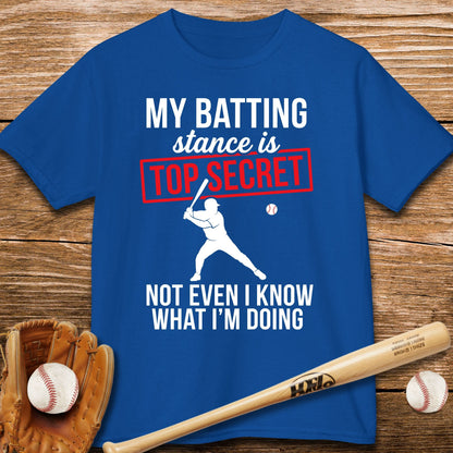 Top Secret Batting Stance Kids T-shirt - HomeRun PrintsKids clothes