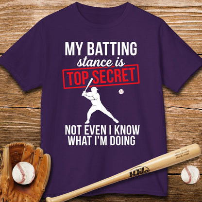 Top Secret Batting Stance Kids T-shirt - HomeRun PrintsKids clothes