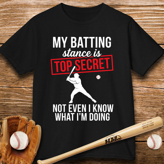Top Secret Batting Stance Kids T-shirt - HomeRun PrintsKids clothes