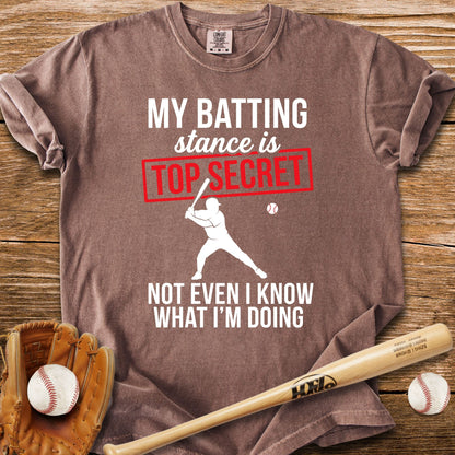 Top Secret Batting Stance T-Shirt - HomeRun PrintsComfort Colors