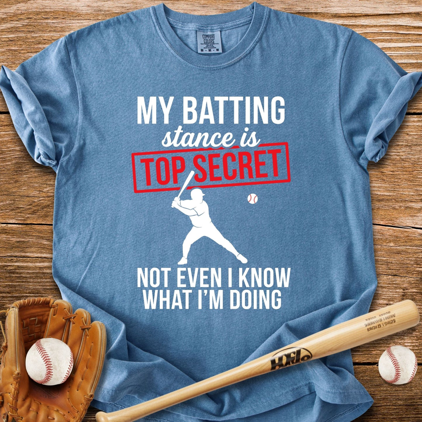 Top Secret Batting Stance T-Shirt - HomeRun PrintsComfort Colors