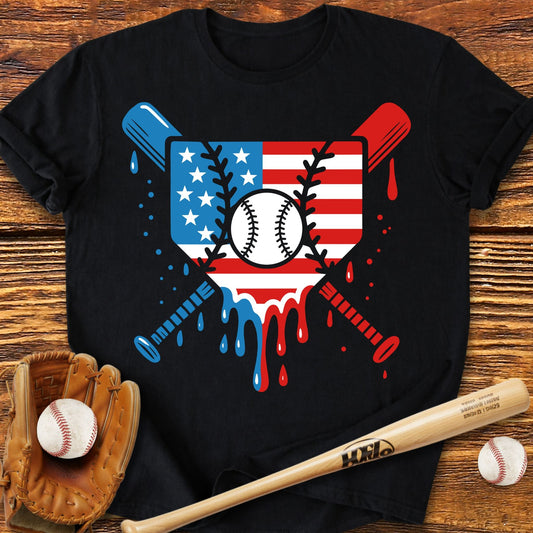 USA Baseball Drip Adult T-Shirt - HomeRun PrintsT-Shirt