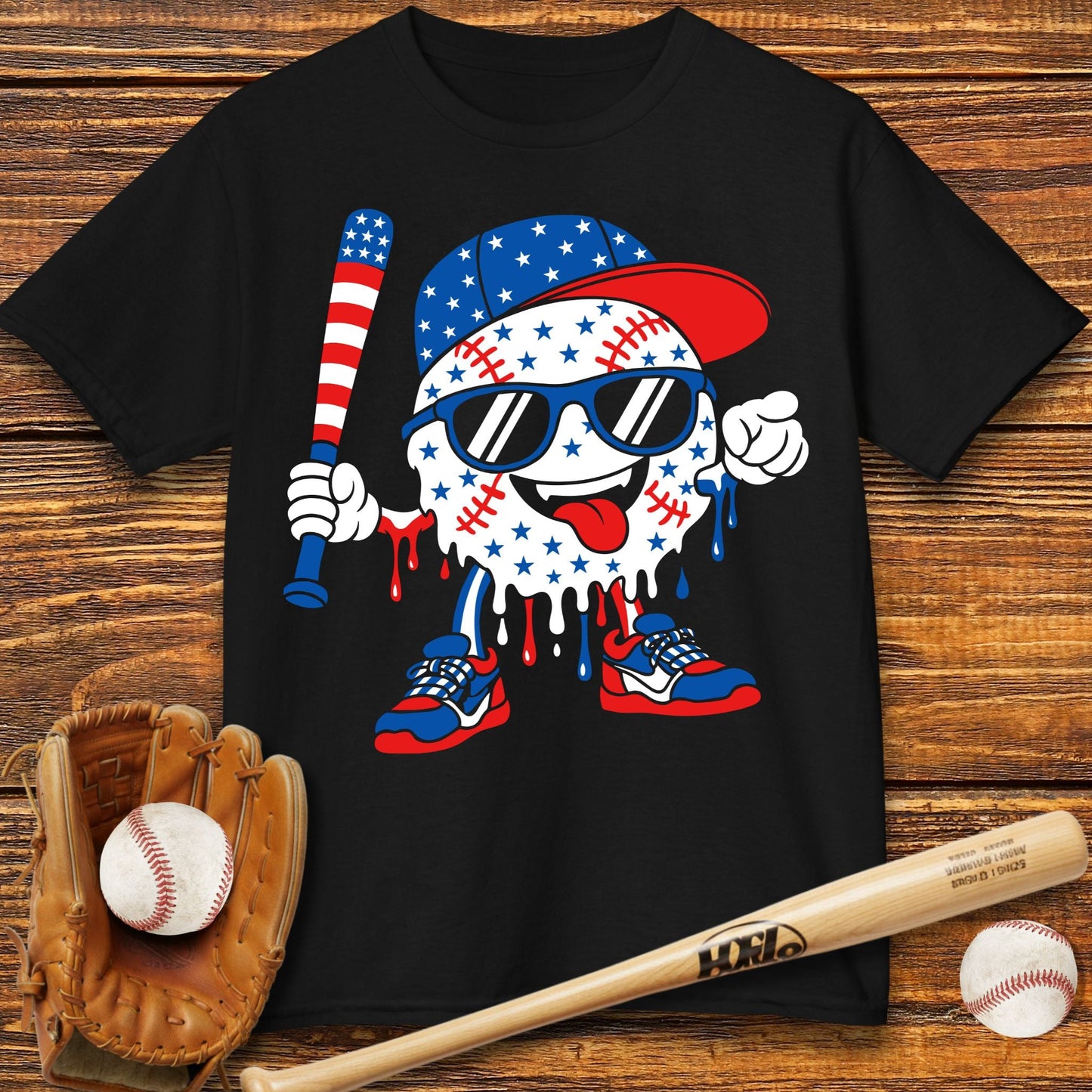 USA Baseball Drip Kids T-shirt - HomeRun PrintsKids clothes