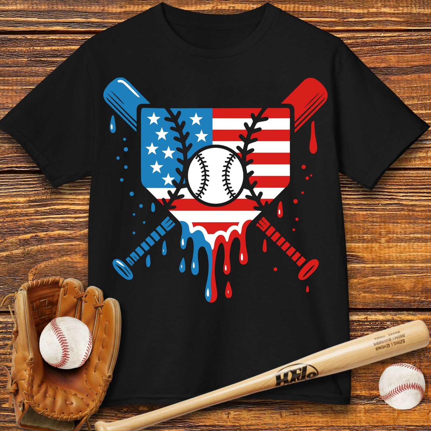 USA Baseball Drip Kids T-shirt - HomeRun PrintsKids clothes