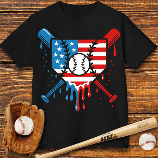USA Baseball Drip Kids T-shirt - HomeRun PrintsKids clothes