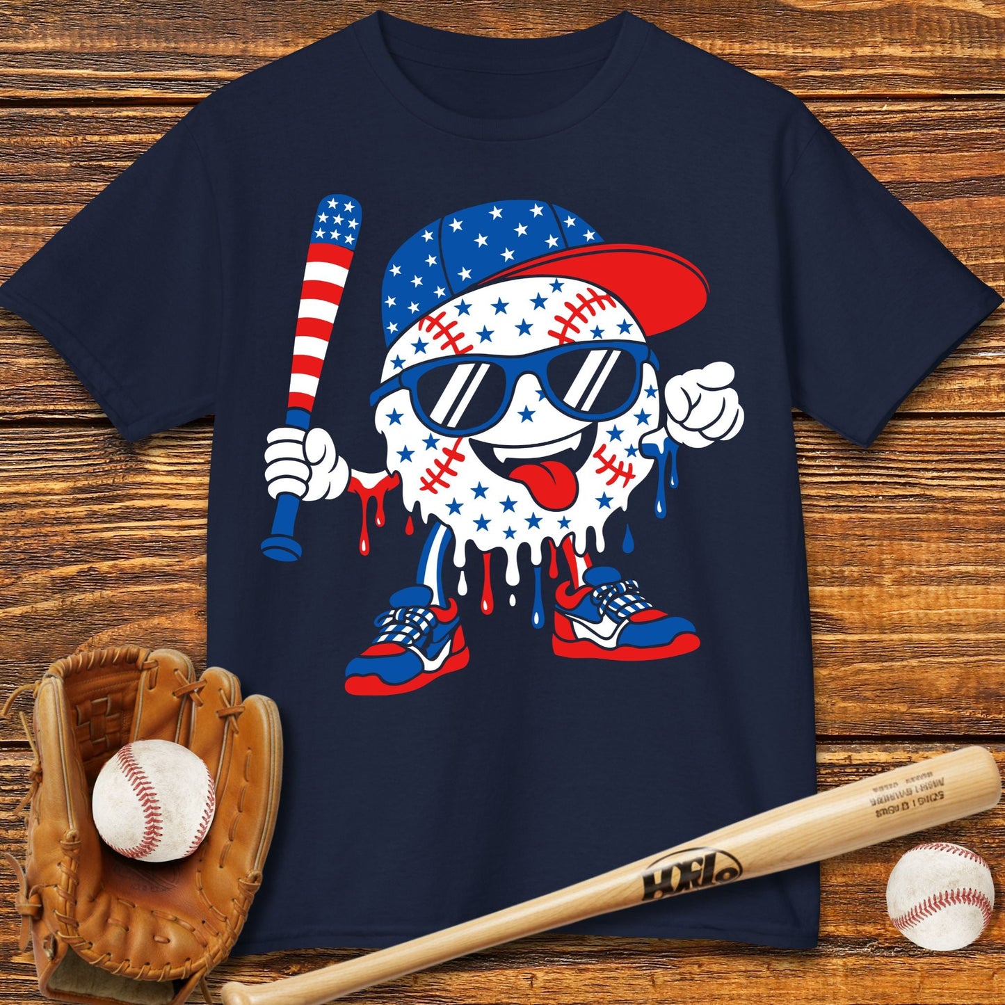 USA Baseball Drip Kids T-shirt - HomeRun PrintsKids clothes