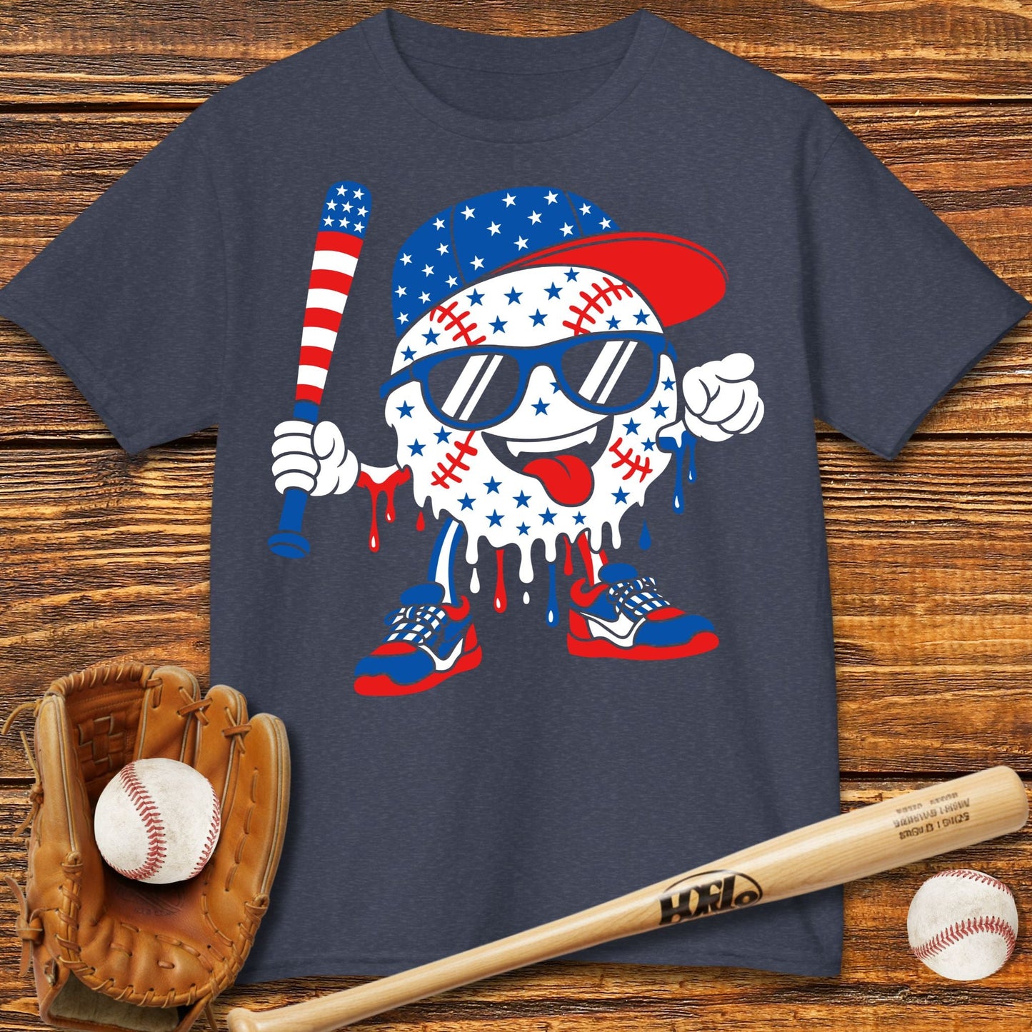 USA Baseball Drip Kids T-shirt - HomeRun PrintsKids clothes