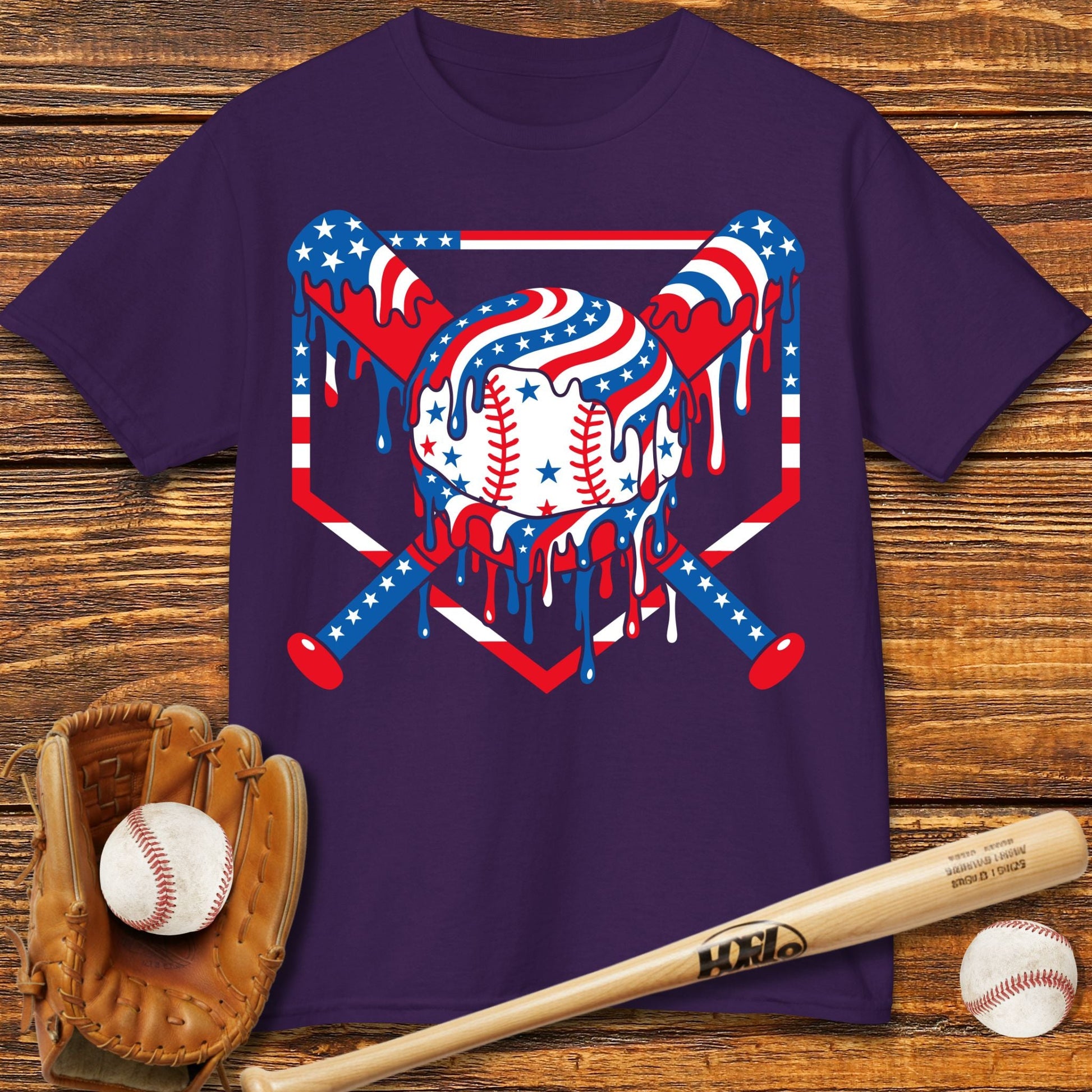 USA Baseball Drip Kids T-shirt - HomeRun PrintsKids clothes