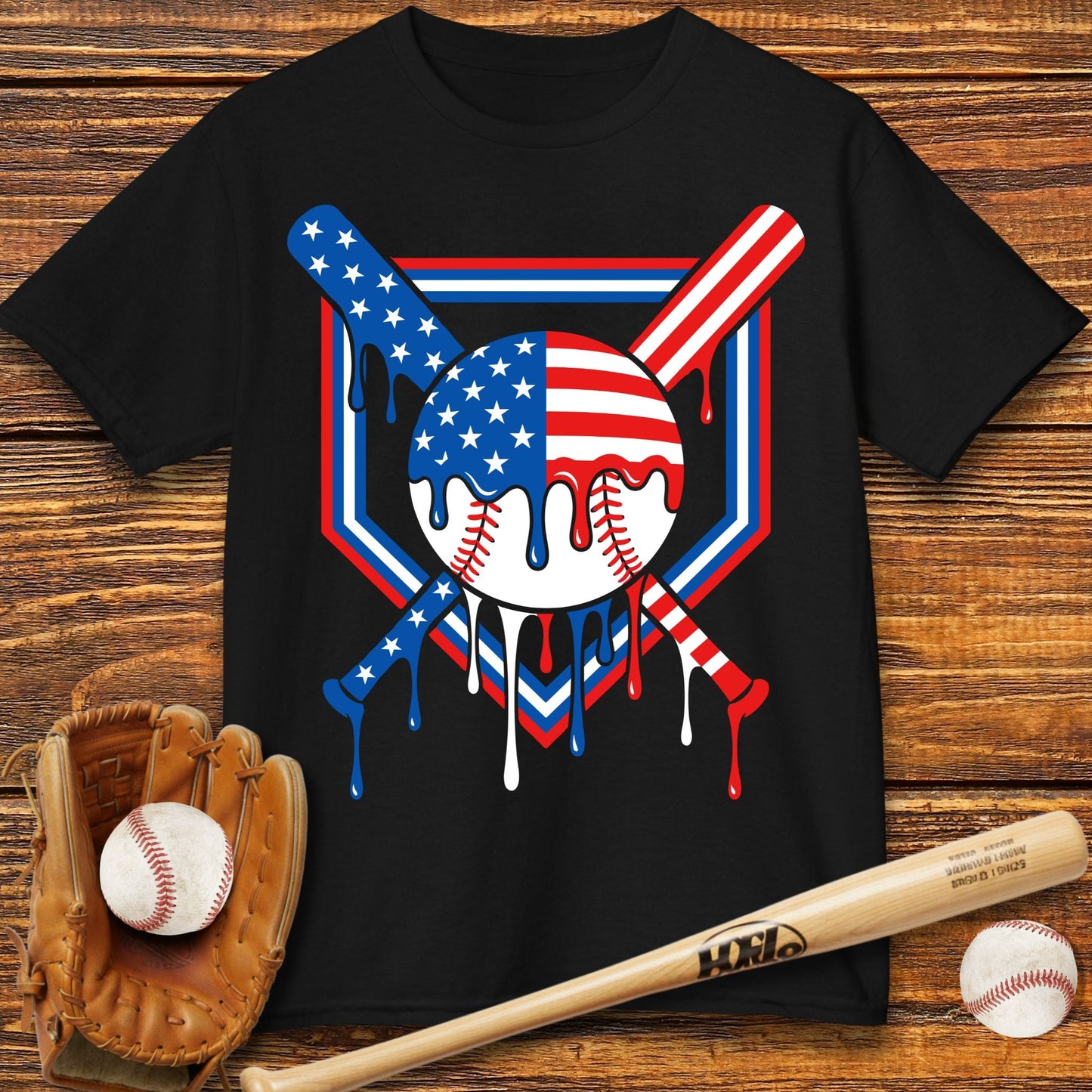 USA Baseball Drip Kids T-shirt - HomeRun PrintsKids clothes