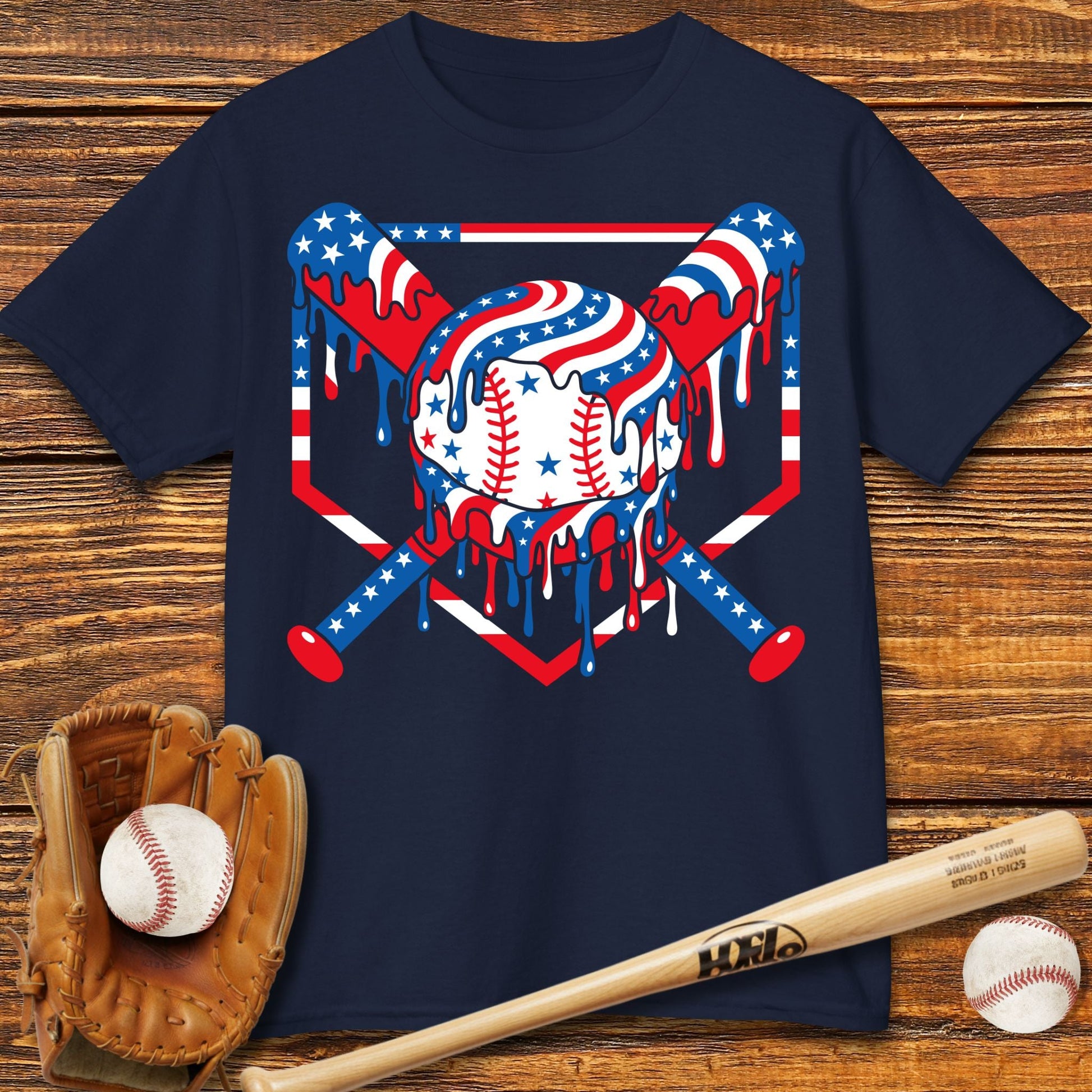 USA Baseball Drip Kids T-shirt - HomeRun PrintsKids clothes
