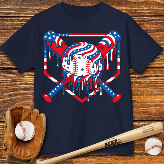 USA Baseball Drip Kids T-shirt - HomeRun PrintsKids clothes