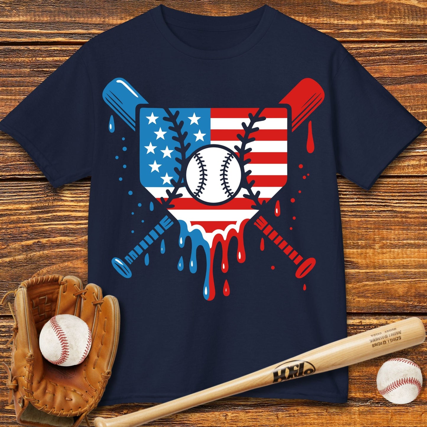 USA Baseball Drip Kids T-shirt - HomeRun PrintsKids clothes
