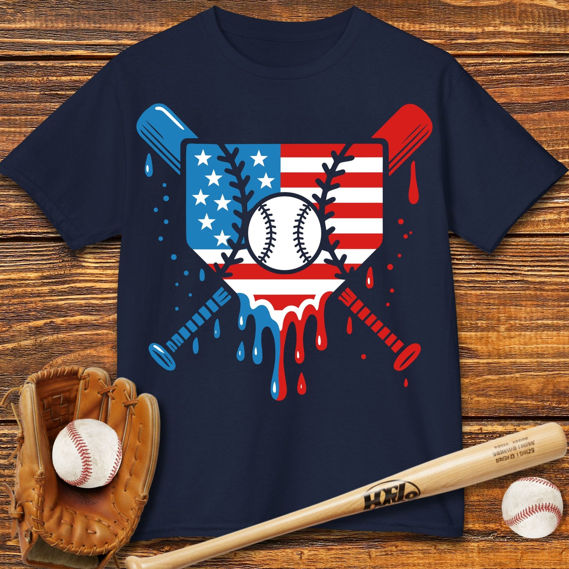 USA Baseball Drip Kids T-shirt - HomeRun PrintsKids clothes