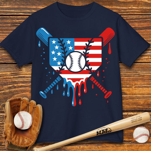 USA Baseball Drip Kids T-shirt - HomeRun PrintsKids clothes