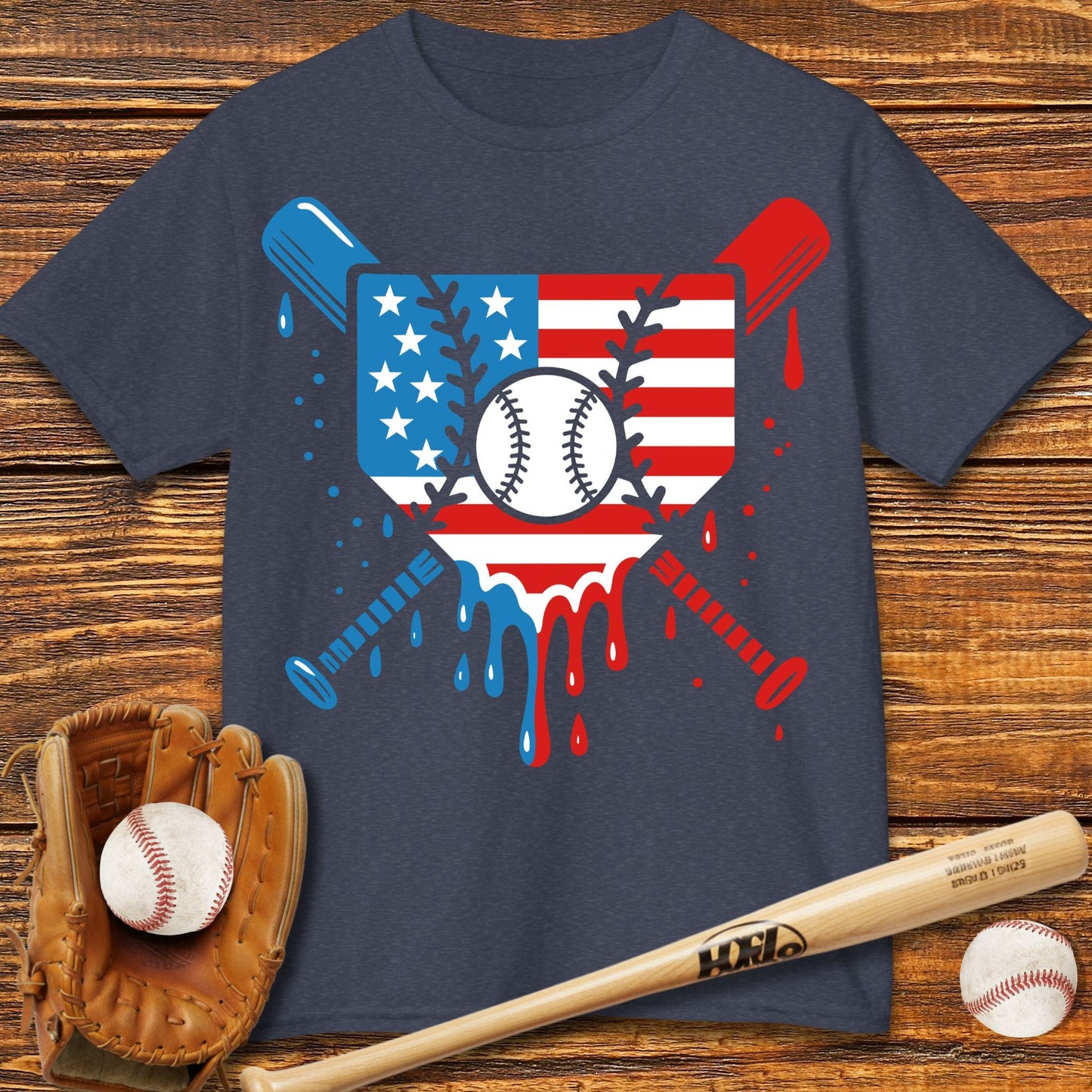 USA Baseball Drip Kids T-shirt - HomeRun PrintsKids clothes