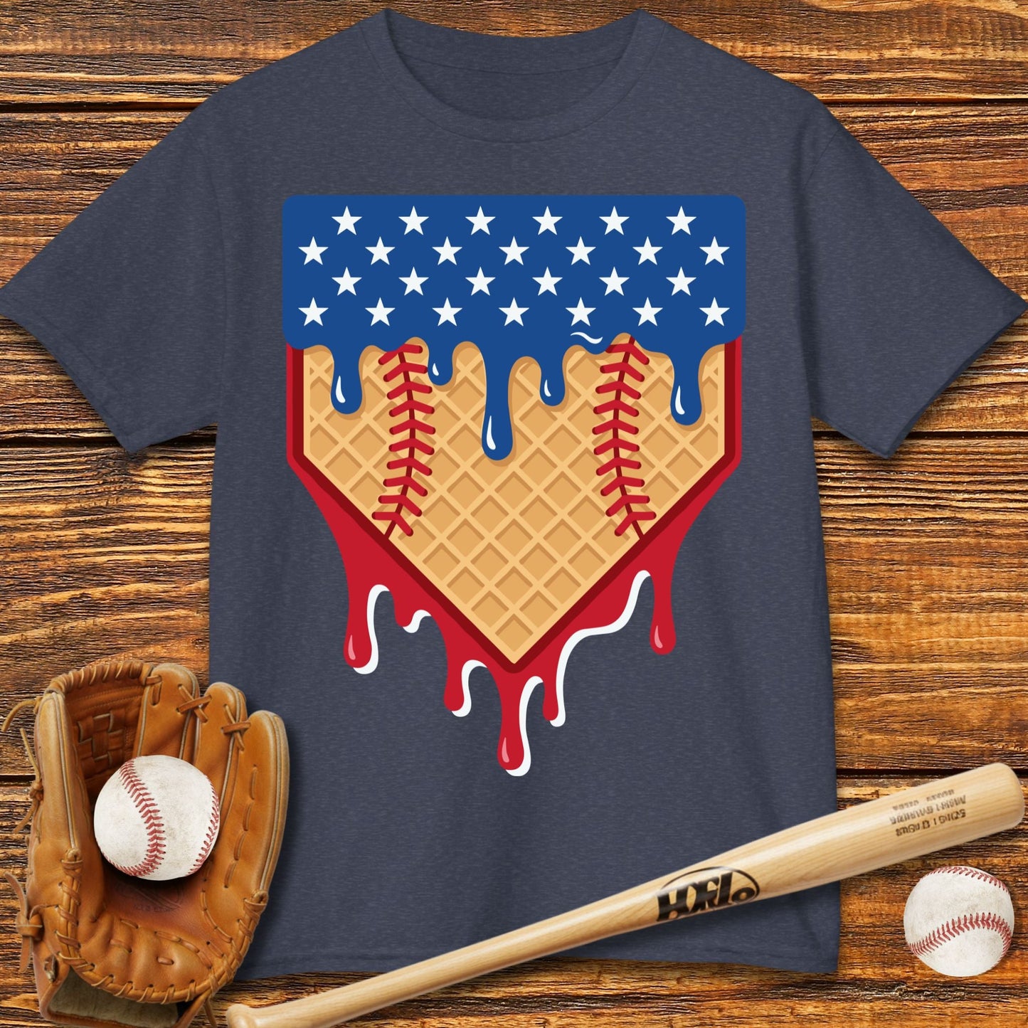 USA Baseball Drip Kids T-shirt - HomeRun PrintsKids clothes