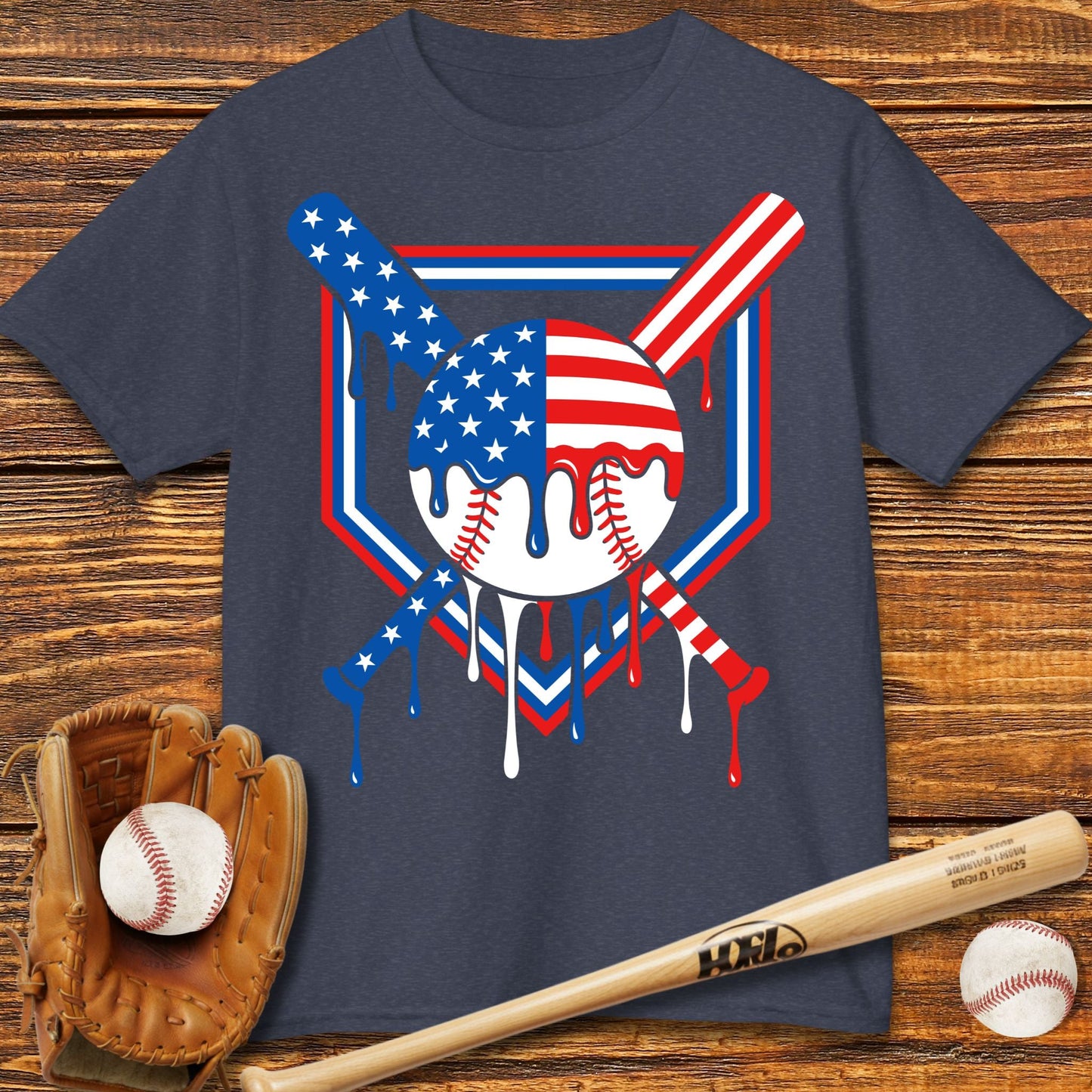 USA Baseball Drip Kids T-shirt - HomeRun PrintsKids clothes