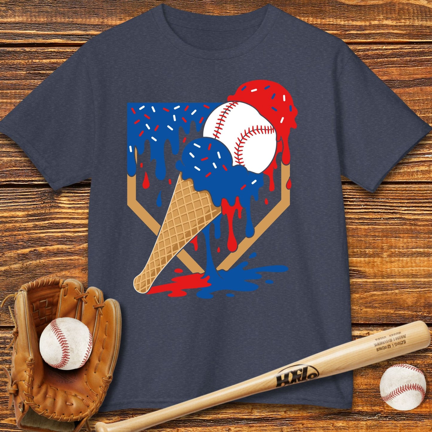 USA Baseball Ice Cream Drip Kids T-shirt - HomeRun PrintsKids clothes