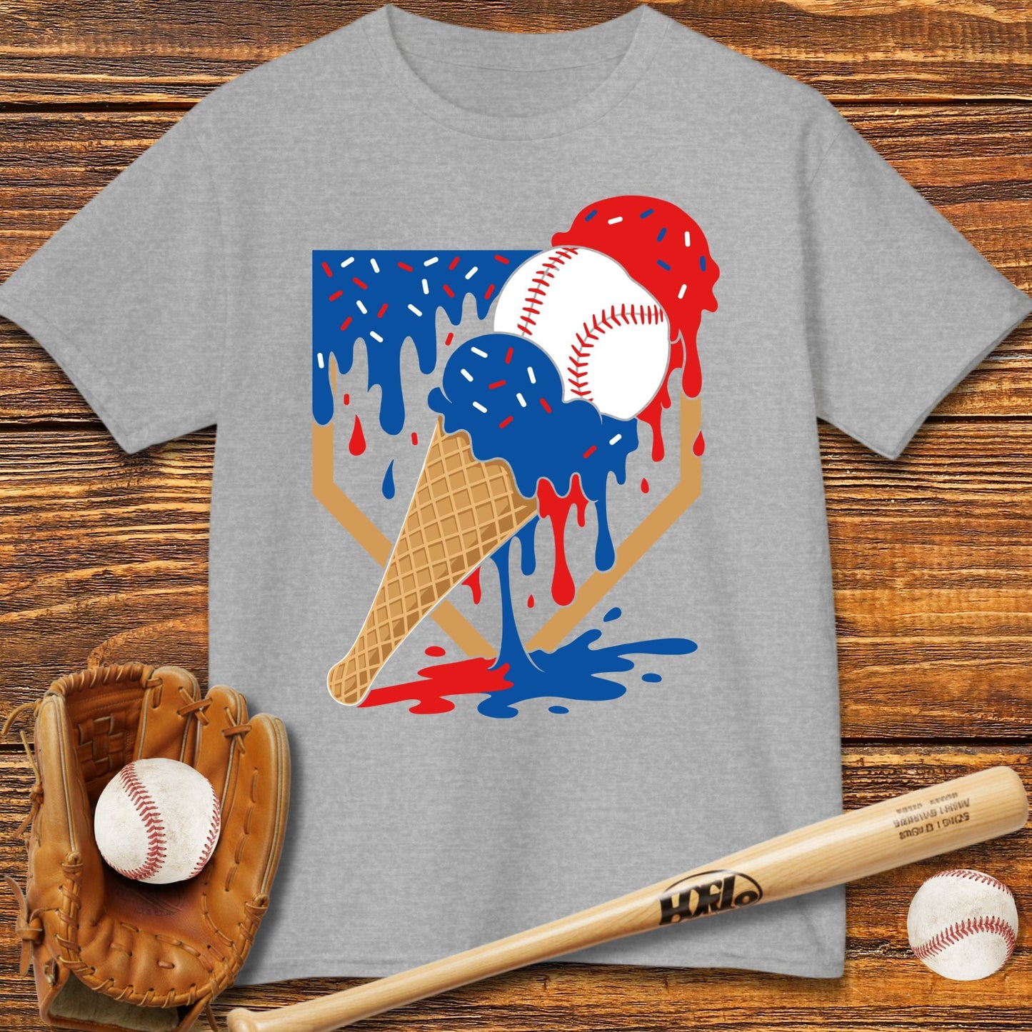 USA Baseball Ice Cream Drip Kids T-shirt - HomeRun PrintsKids clothes