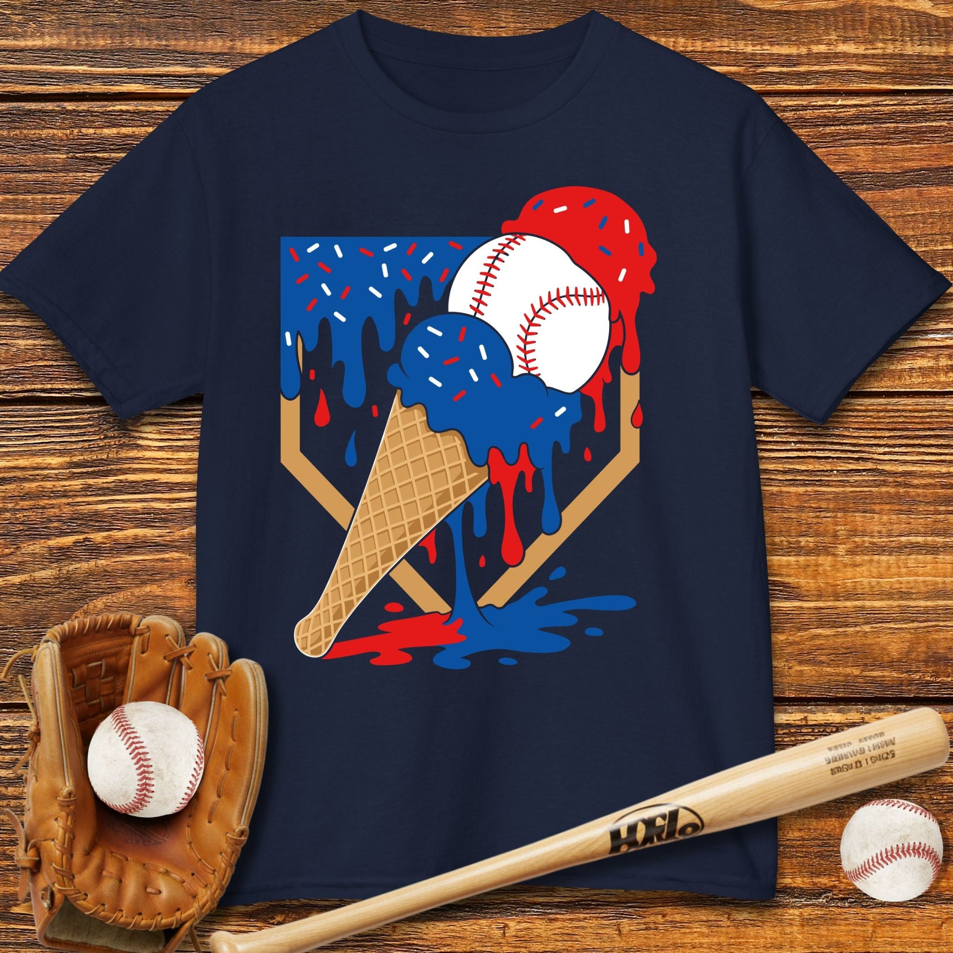 USA Baseball Ice Cream Drip Kids T-shirt - HomeRun PrintsKids clothes