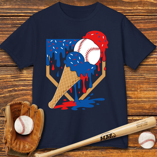 USA Baseball Ice Cream Drip Kids T-shirt - HomeRun PrintsKids clothes