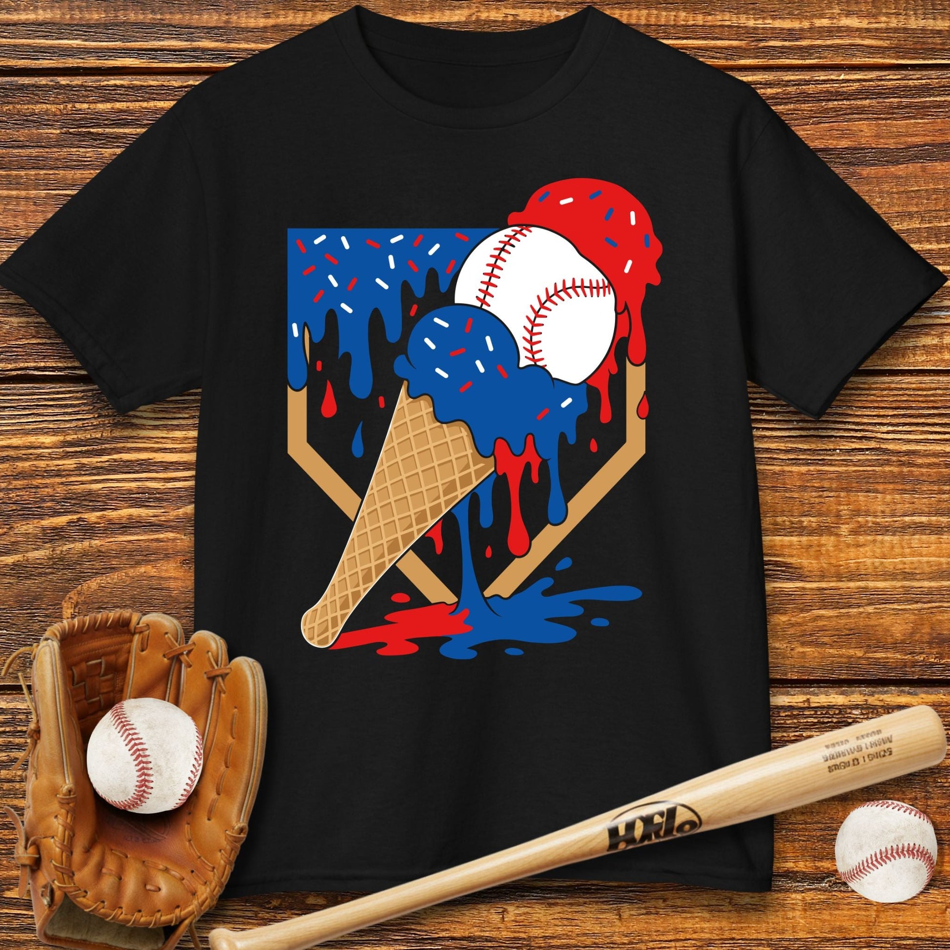 USA Baseball Ice Cream Drip Kids T-shirt - HomeRun PrintsKids clothes