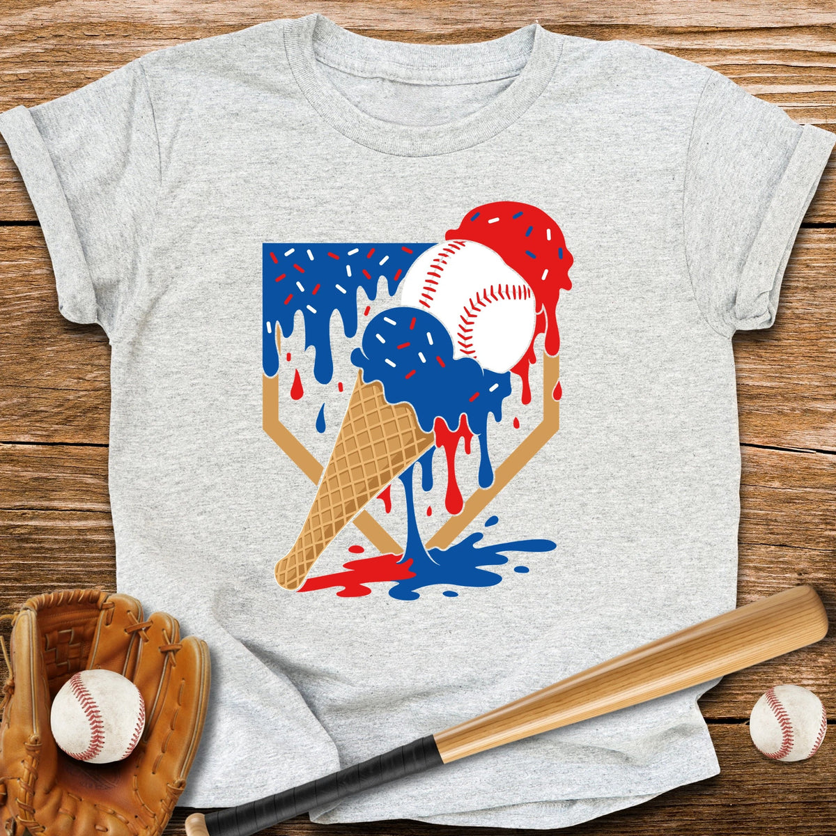 USA Baseball Ice Cream Drip Youth Tee - HomeRun PrintsKids clothes