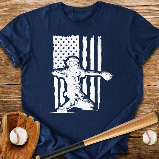USA Flag Catcher - HomeRun PrintsT-Shirt