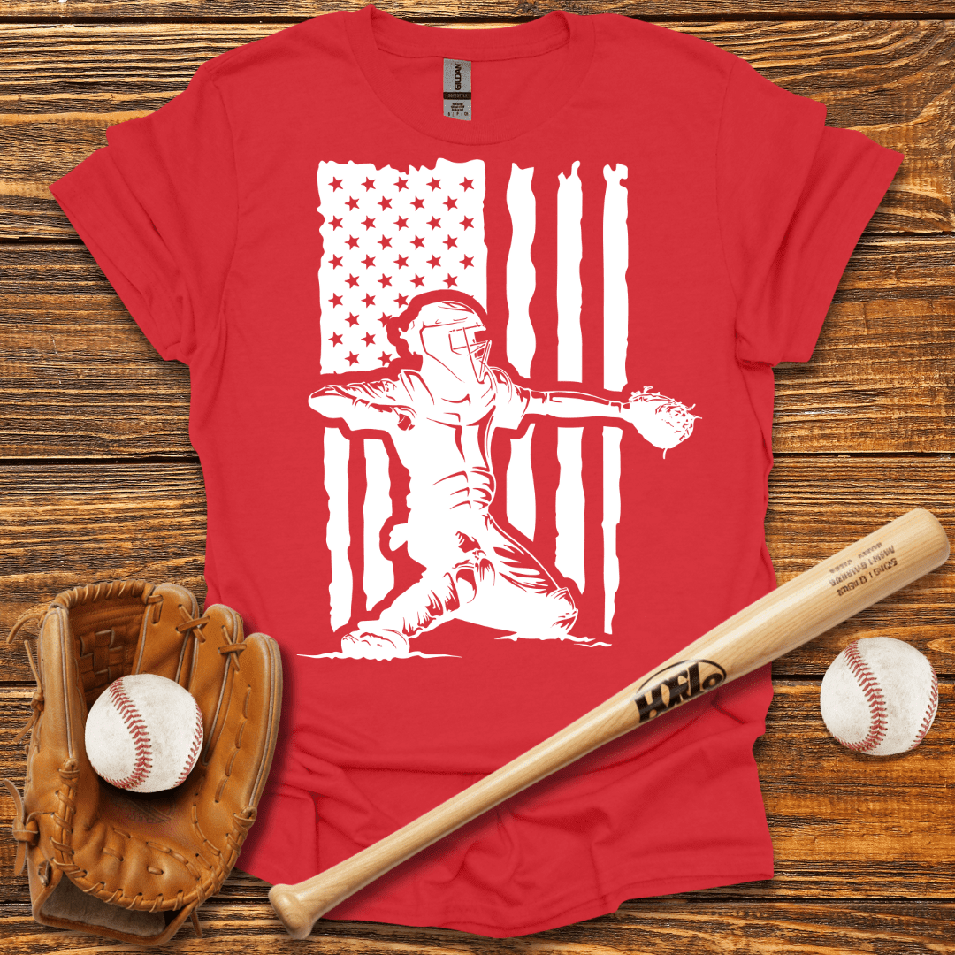 USA Flag Pitcher T-Shirt - HomeRun PrintsT-Shirt