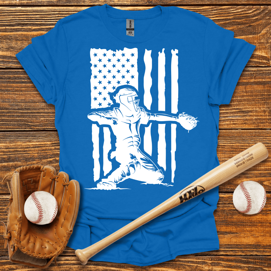 USA Flag Pitcher T-Shirt - HomeRun PrintsT-Shirt