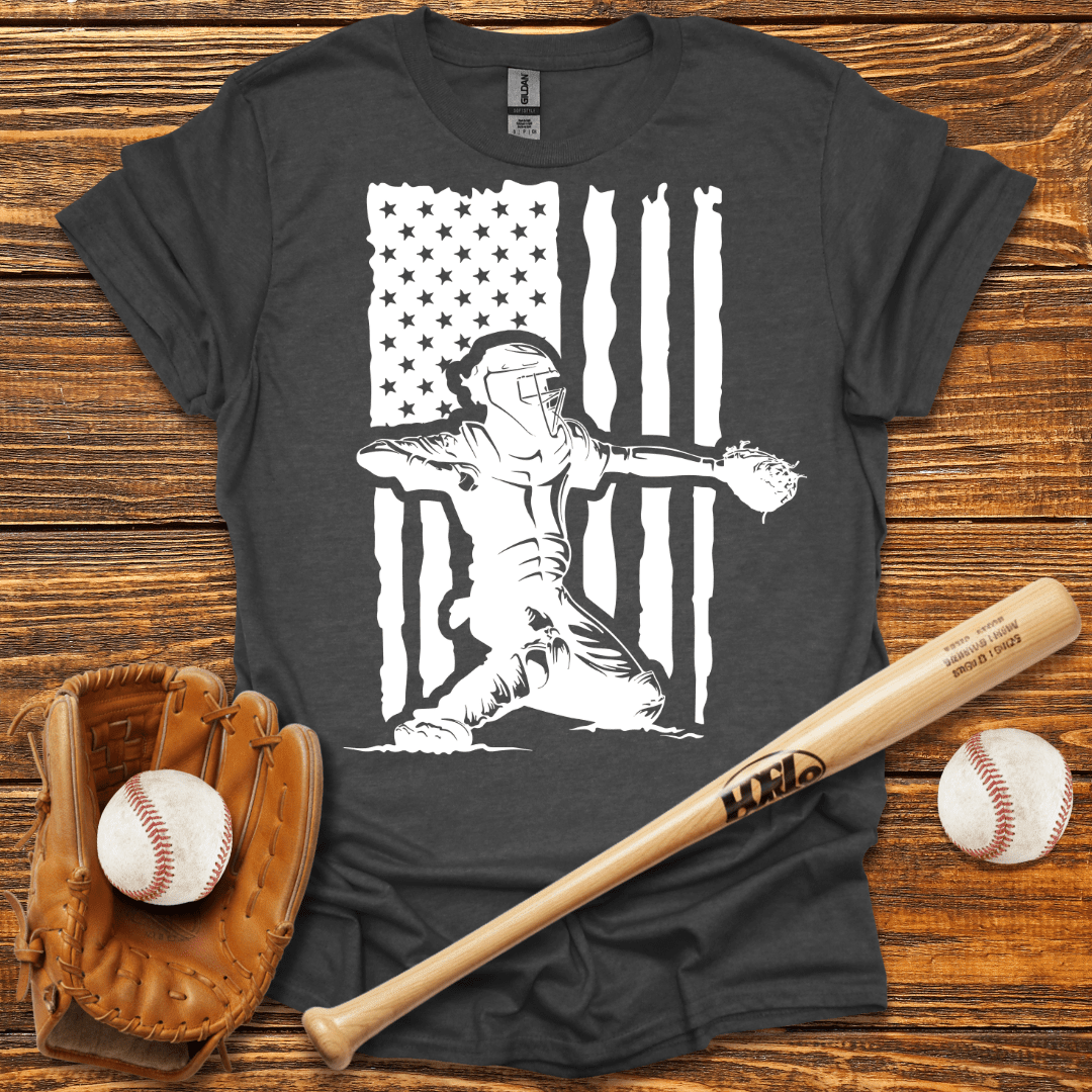 USA Flag Pitcher T-Shirt - HomeRun PrintsT-Shirt