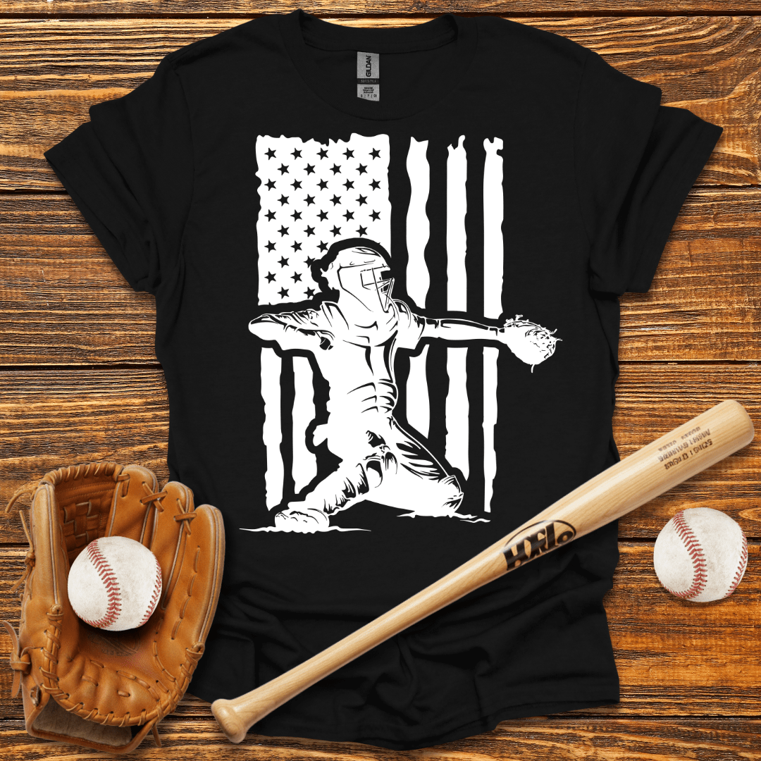 USA Flag Pitcher T-Shirt - HomeRun PrintsT-Shirt