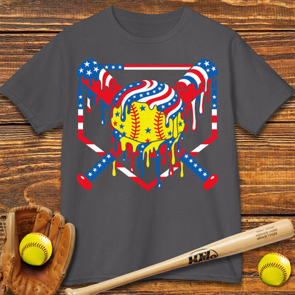 USA Softball Drip Kids T-shirt - HomeRun PrintsKids clothes