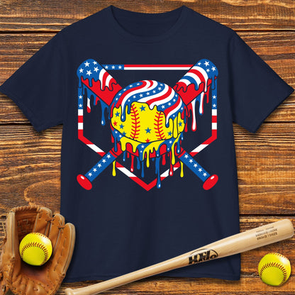 USA Softball Drip Kids T-shirt - HomeRun PrintsKids clothes