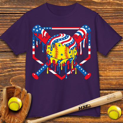 USA Softball Drip Kids T-shirt - HomeRun PrintsKids clothes