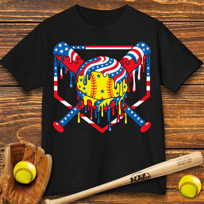 USA Softball Drip Kids T-shirt - HomeRun PrintsKids clothes