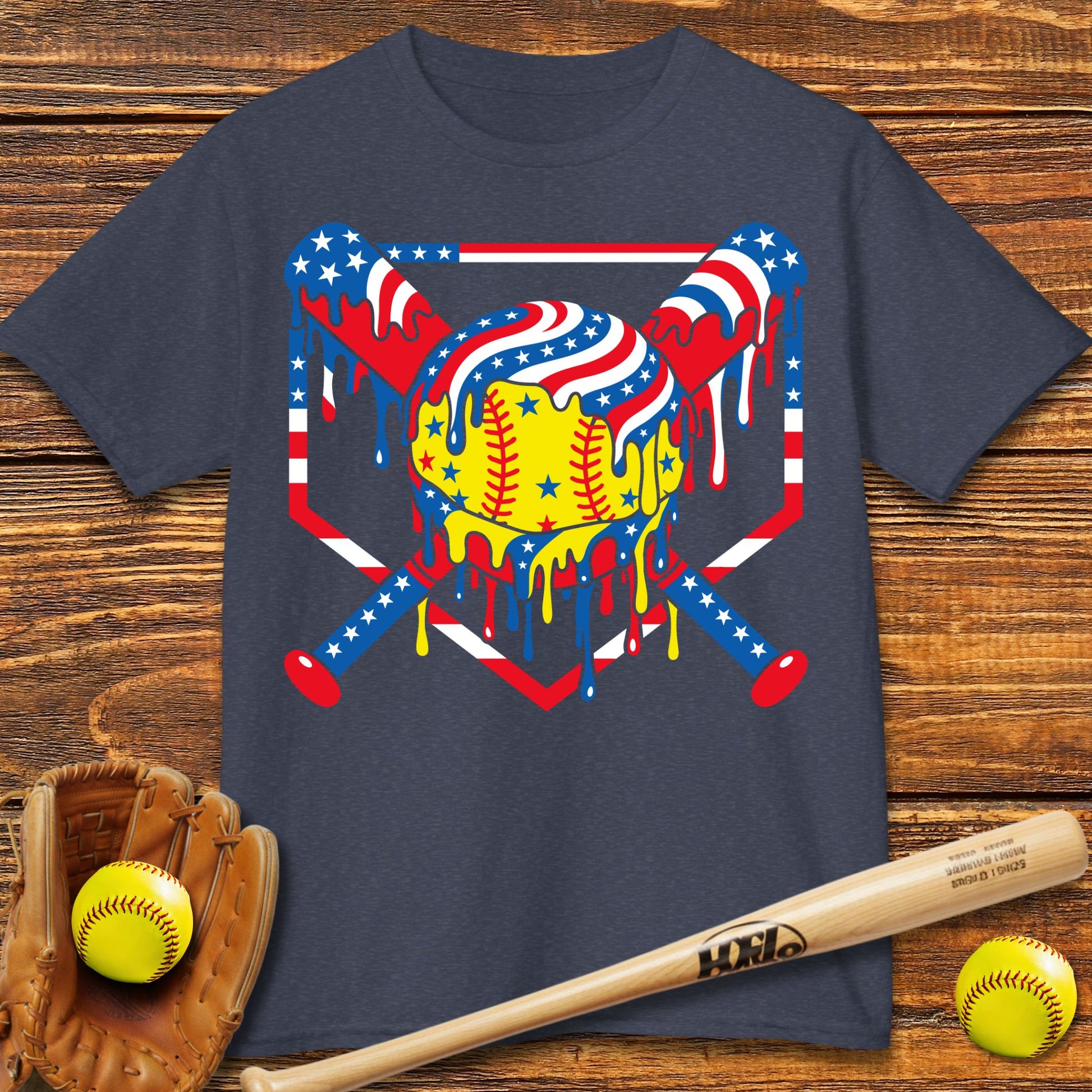 USA Softball Drip Kids T-shirt - HomeRun PrintsKids clothes