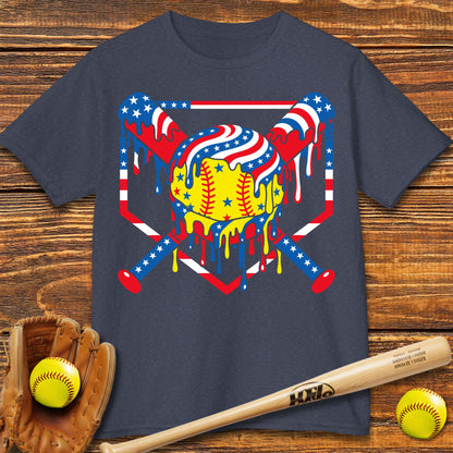 USA Softball Drip Kids T-shirt - HomeRun PrintsKids clothes