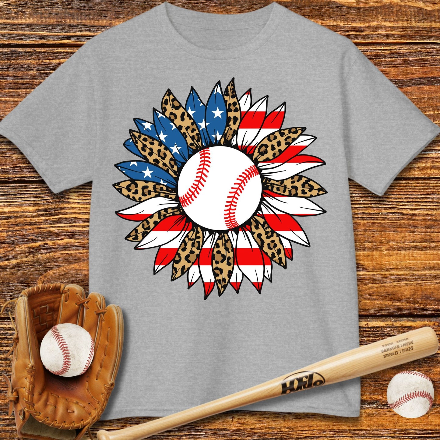 USA Sunflower Baseball Kids T-shirt - HomeRun PrintsKids clothes